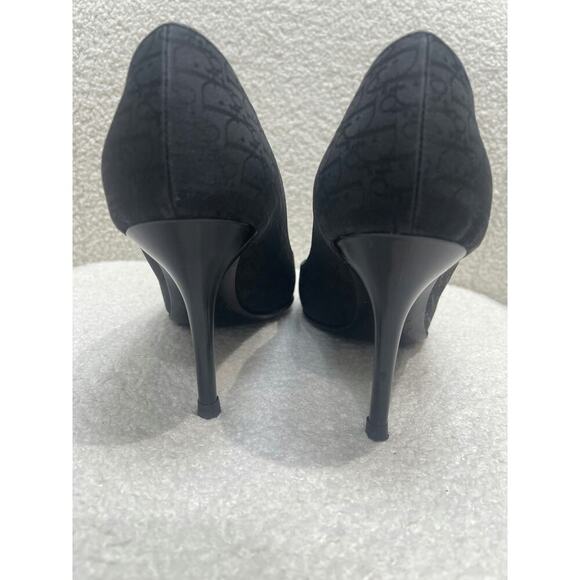 Christian Dior Women's Black Monogram Pointed Toe Heels Size 37 - Picture 3 of 4